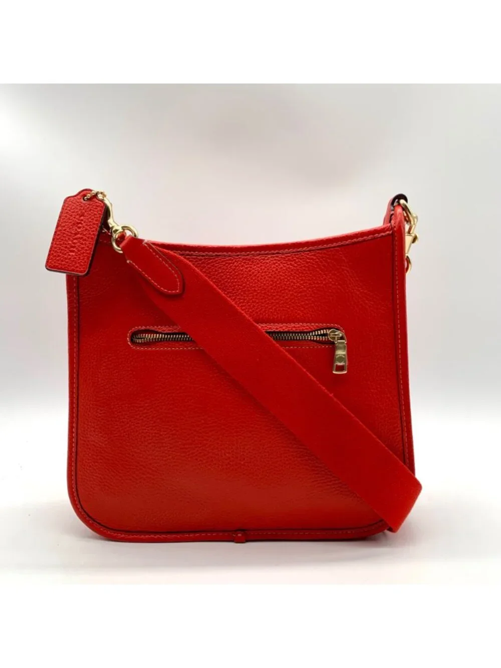 Coach Red Pebbled Leather Dempsey File Bag-CA290